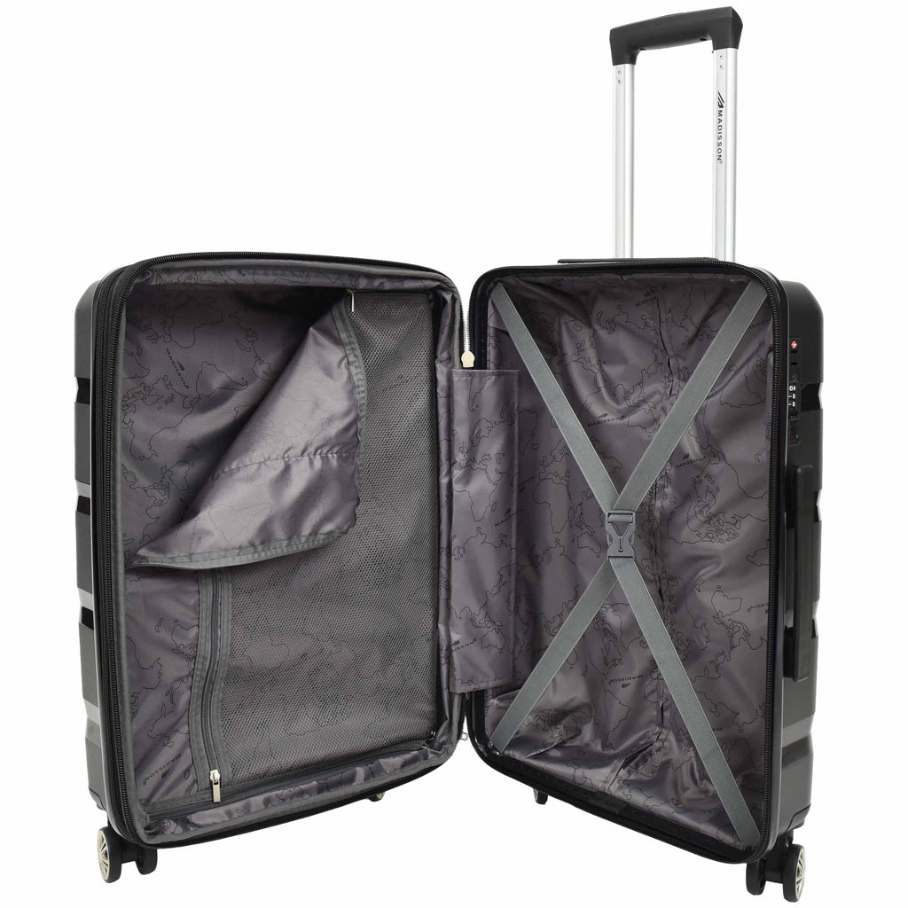 DR646 Expandable Travel Suitcases Hard Shell Four Wheel PP Luggage Black 11