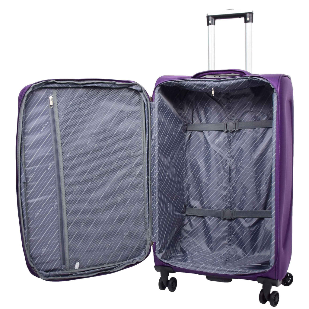DR568 Soft Case Four Wheel Travel Luggage Suitcase Purple 10