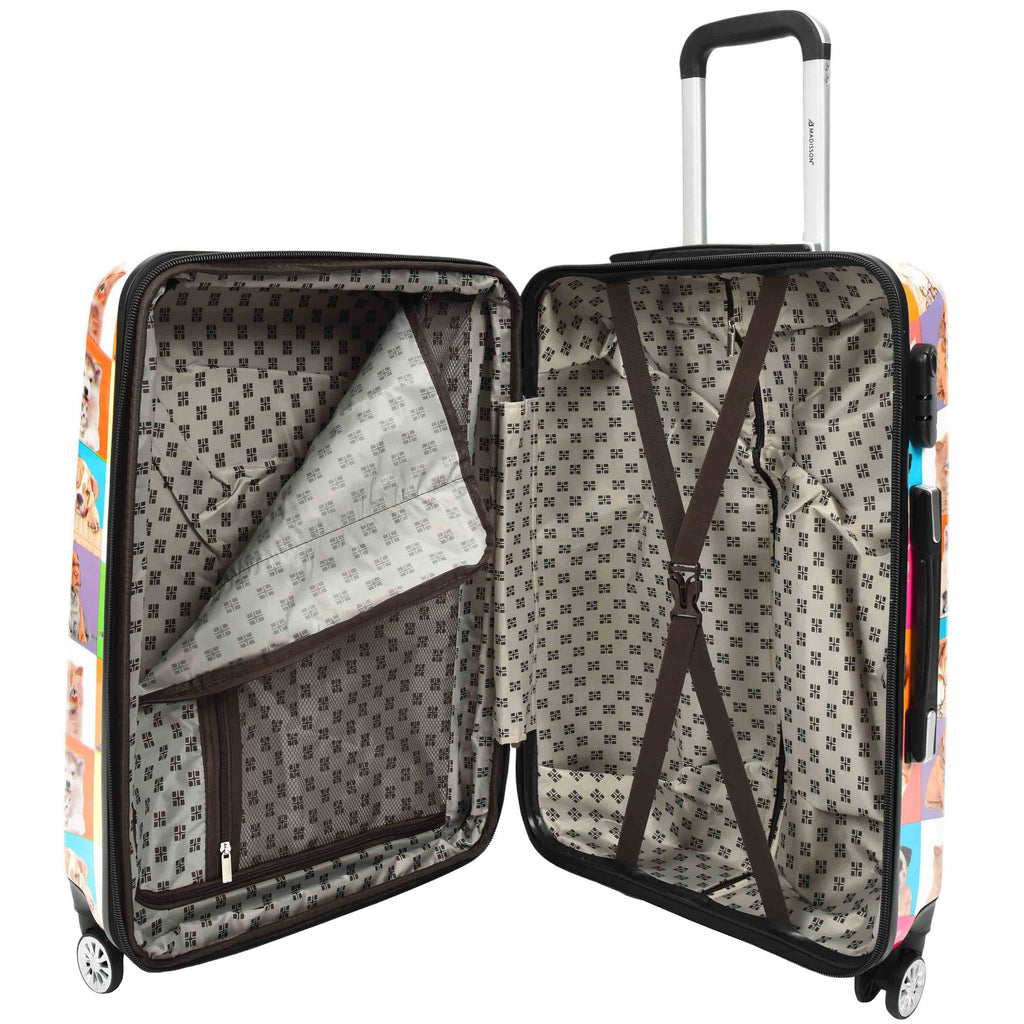 DR628 Hard Shell 4-Wheeled Luggage Dogs and Cats Print Expandable Suitcase 11