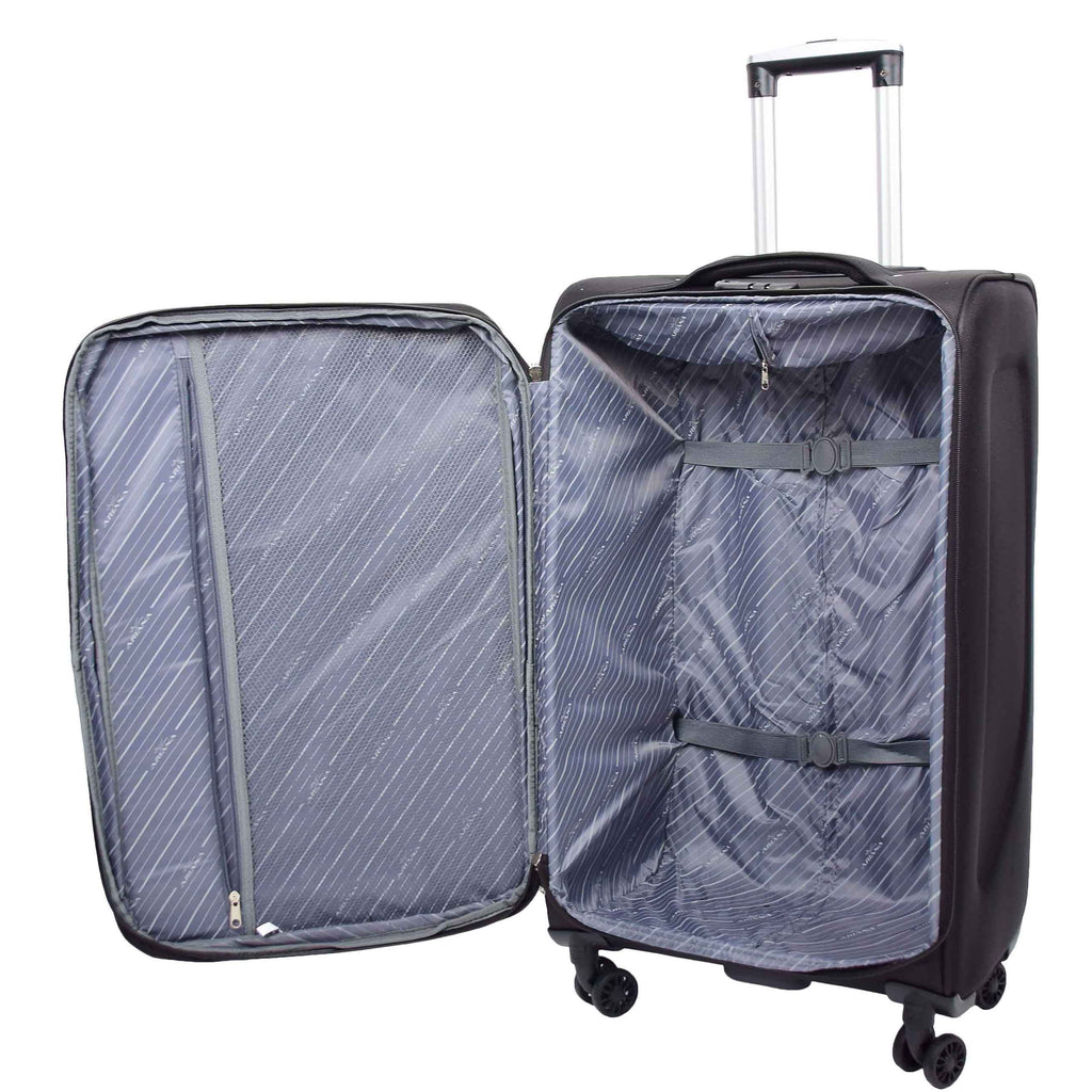 DR568 Soft Case Four Wheel Travel Luggage Suitcase Black 10