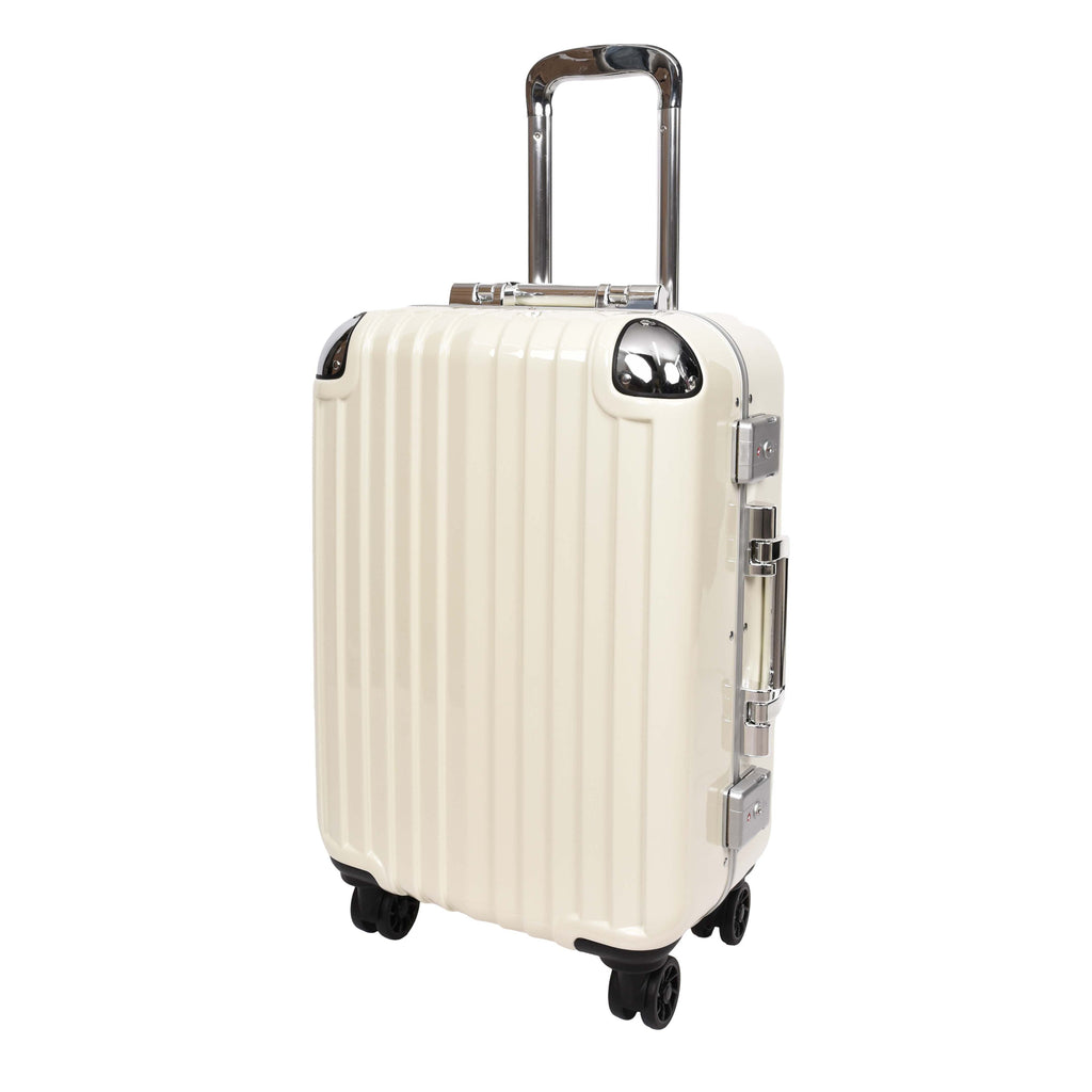 DR693 Four Wheel Suitcase Metal Frame Hard Shell Luggage Off White-5