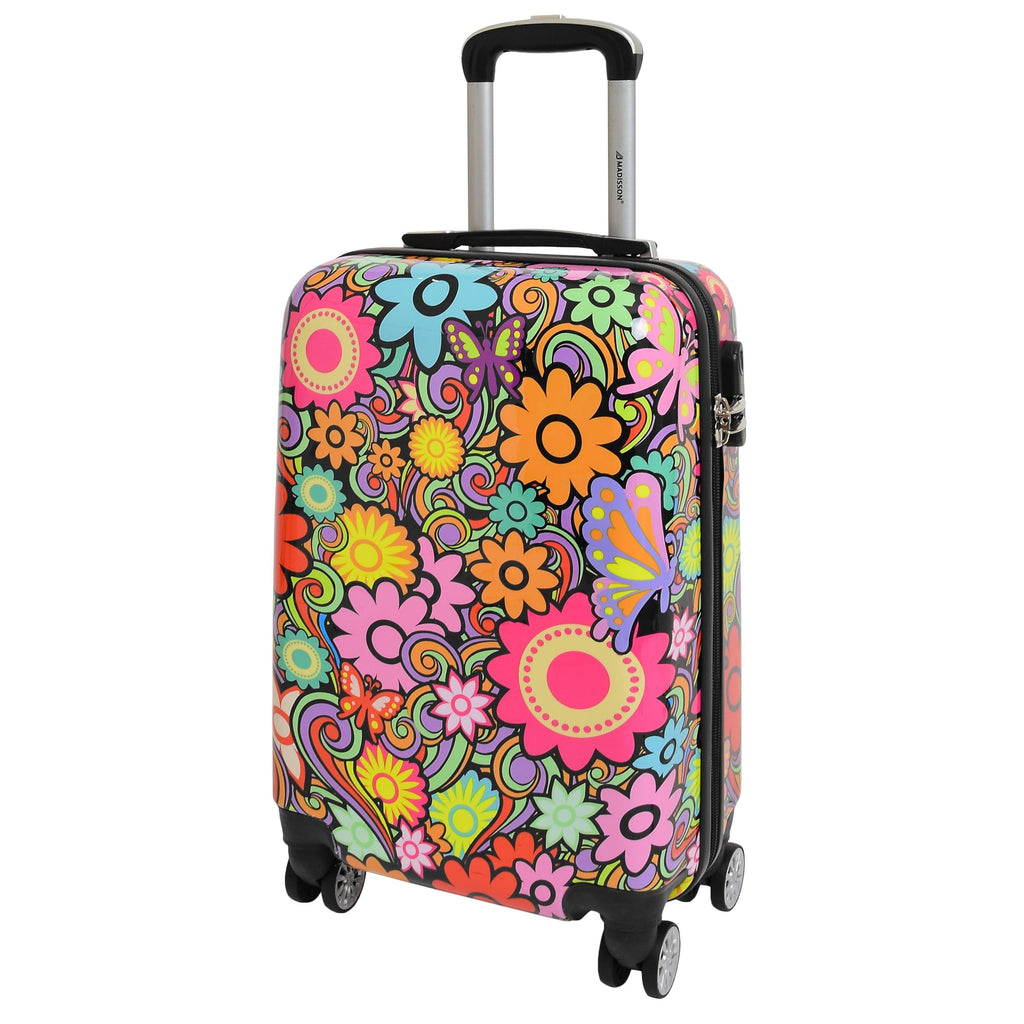 DR576 Expandable Hard Shell Suitcase Four Wheel Luggage Flower Print 22