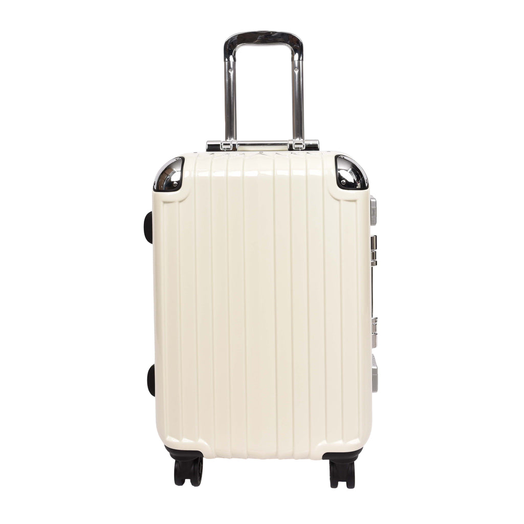 DR693 Four Wheel Suitcase Metal Frame Hard Shell Luggage Off White-6