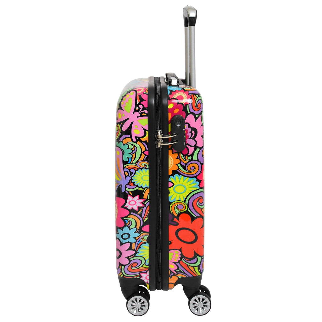 DR576 Expandable Hard Shell Suitcase Four Wheel Luggage Flower Print 24