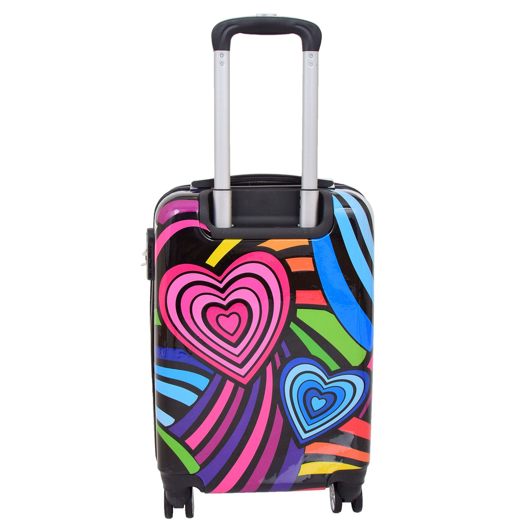 DR624 Hard Cabin Size Four Wheels Hearts Print Suitcase 4
