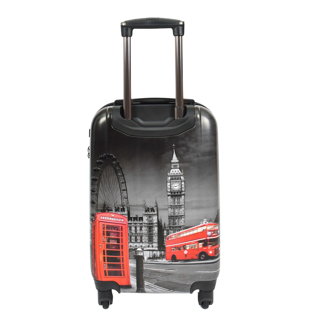 DR645 Four Spinner Wheeled Suitcase Hard Shell London Night Print Luggage Black 15