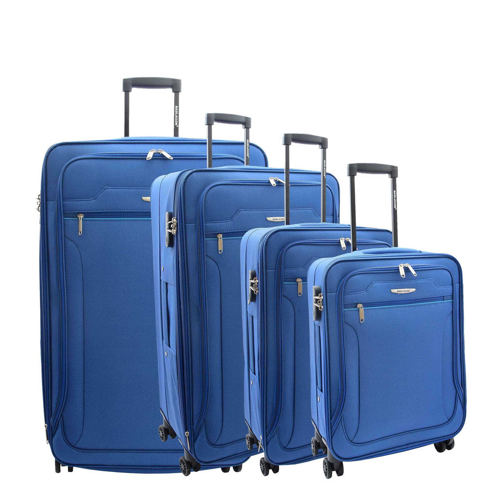 DR524 Expandable Lightweight Soft Luggage Suitcases With Four Wheels Blue 1