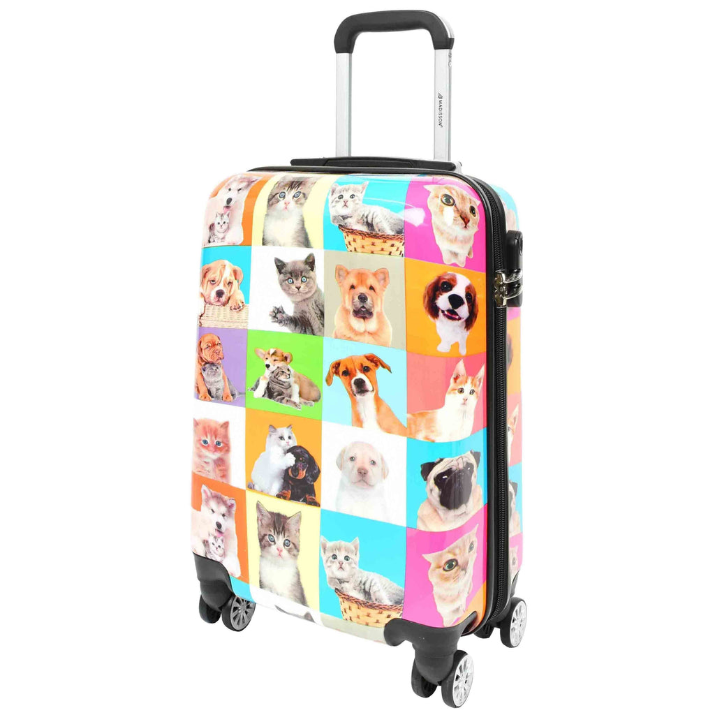 DR628 Hard Shell 4-Wheeled Luggage Dogs and Cats Print Expandable Suitcase 12