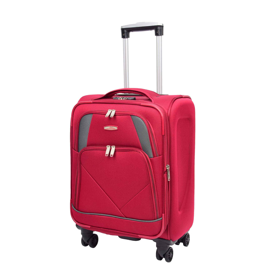DR568 Soft Case Four Wheel Travel Luggage Suitcase Burgundy 1