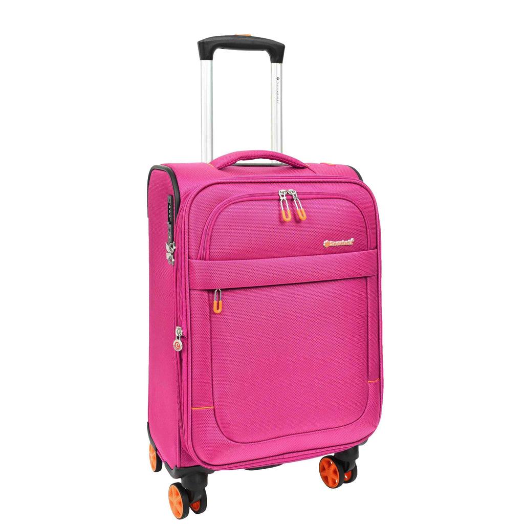 DR627 Eight Spinner Wheeled Soft Expandable Suitcase Pink 12