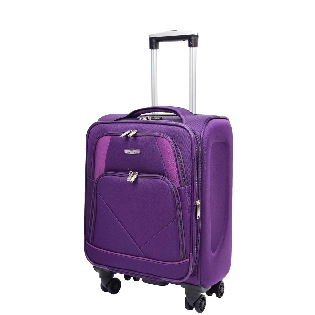 DR568 Soft Case Four Wheel Travel Luggage Suitcase Purple 1
