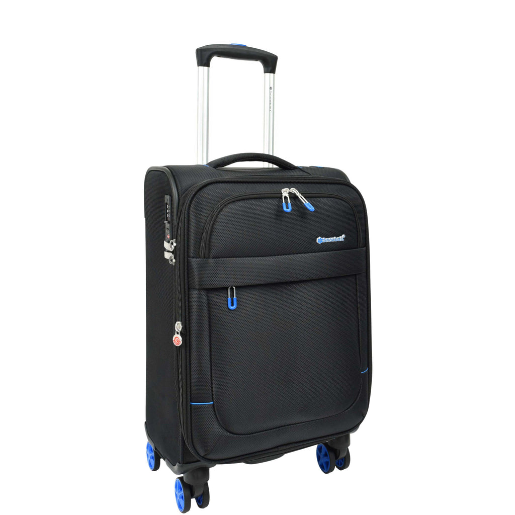 DR627 Eight Spinner Wheeled Soft Expandable Suitcase Black 12
