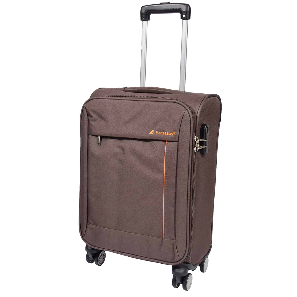DR549 Expandable 8 Spinner Wheel Soft Luggage Brown 12