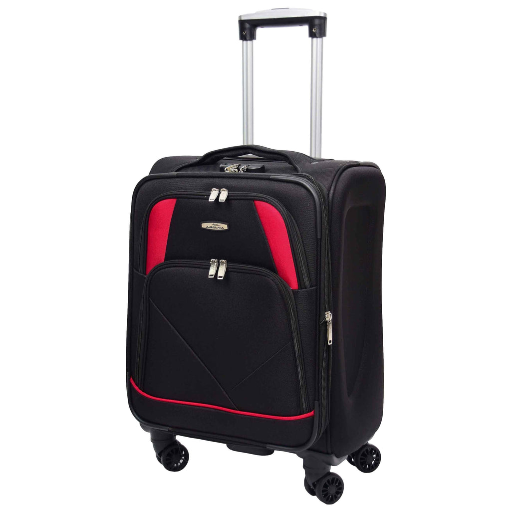 DR568 Soft Case Four Wheel Travel Luggage Suitcase Black 1