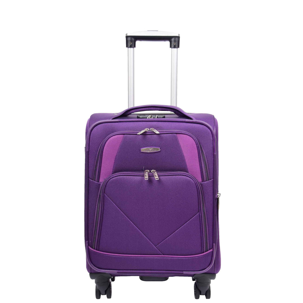 DR568 Soft Case Four Wheel Travel Luggage Suitcase Purple 2