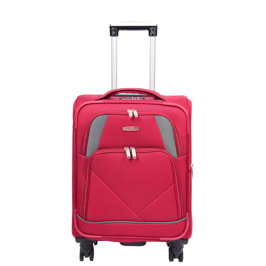 DR568 Soft Case Four Wheel Travel Luggage Suitcase Burgundy 2