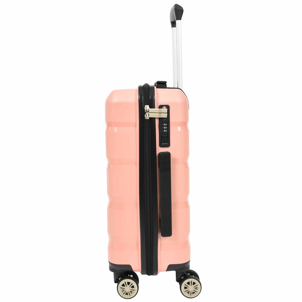 DR646 Expandable Travel Suitcases Hard Shell Four Wheel PP Luggage Rose Gold 14