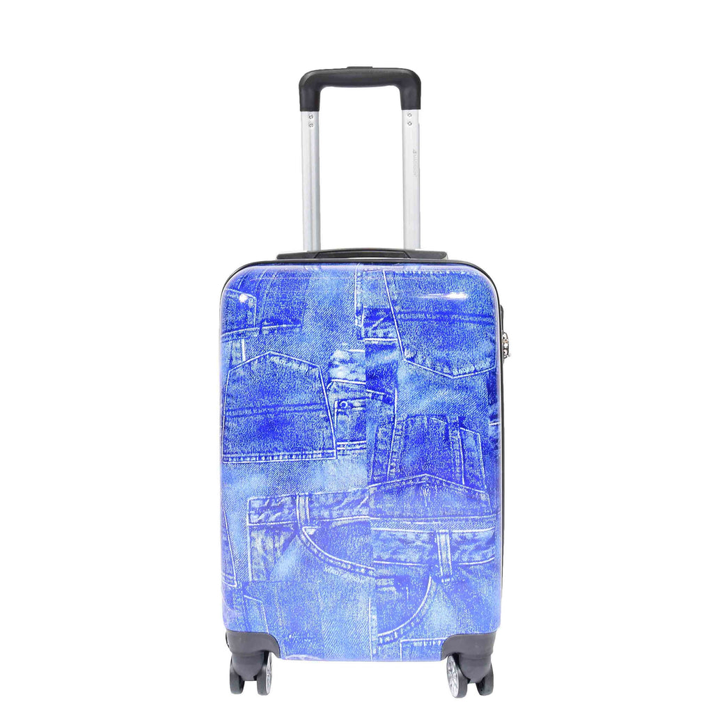 DR634 Jeans Print ABS Hard Four Wheels Luggage Blue 14