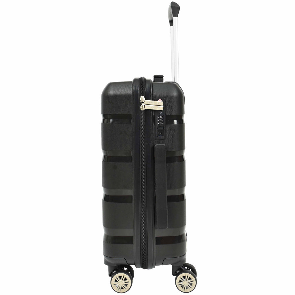 DR646 Expandable Travel Suitcases Hard Shell Four Wheel PP Luggage Black 14