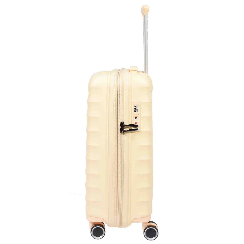 DR541 Expandable ABS Luggage With 8 Wheels Off White 14