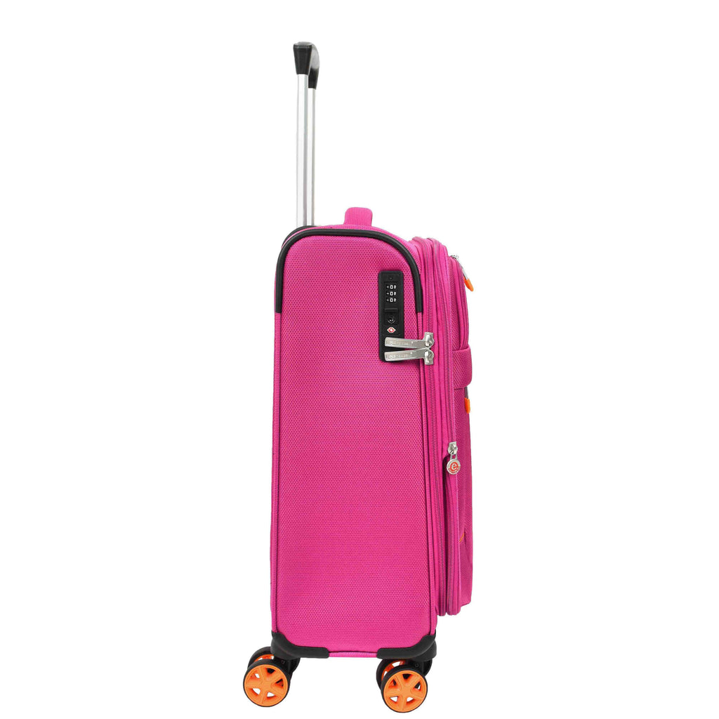 DR627 Eight Spinner Wheeled Soft Expandable Suitcase Pink 14