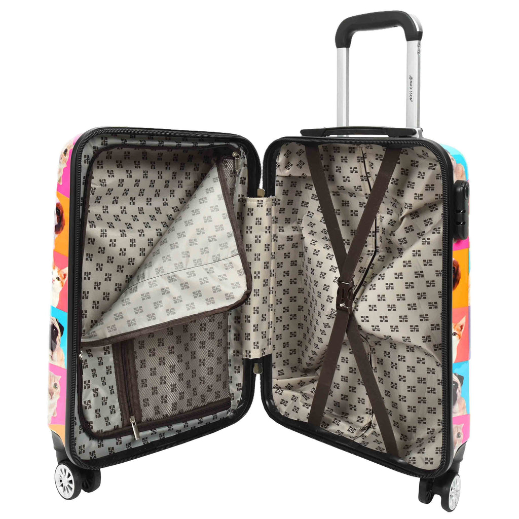 DR628 Hard Shell 4-Wheeled Luggage Dogs and Cats Print Expandable Suitcase 16