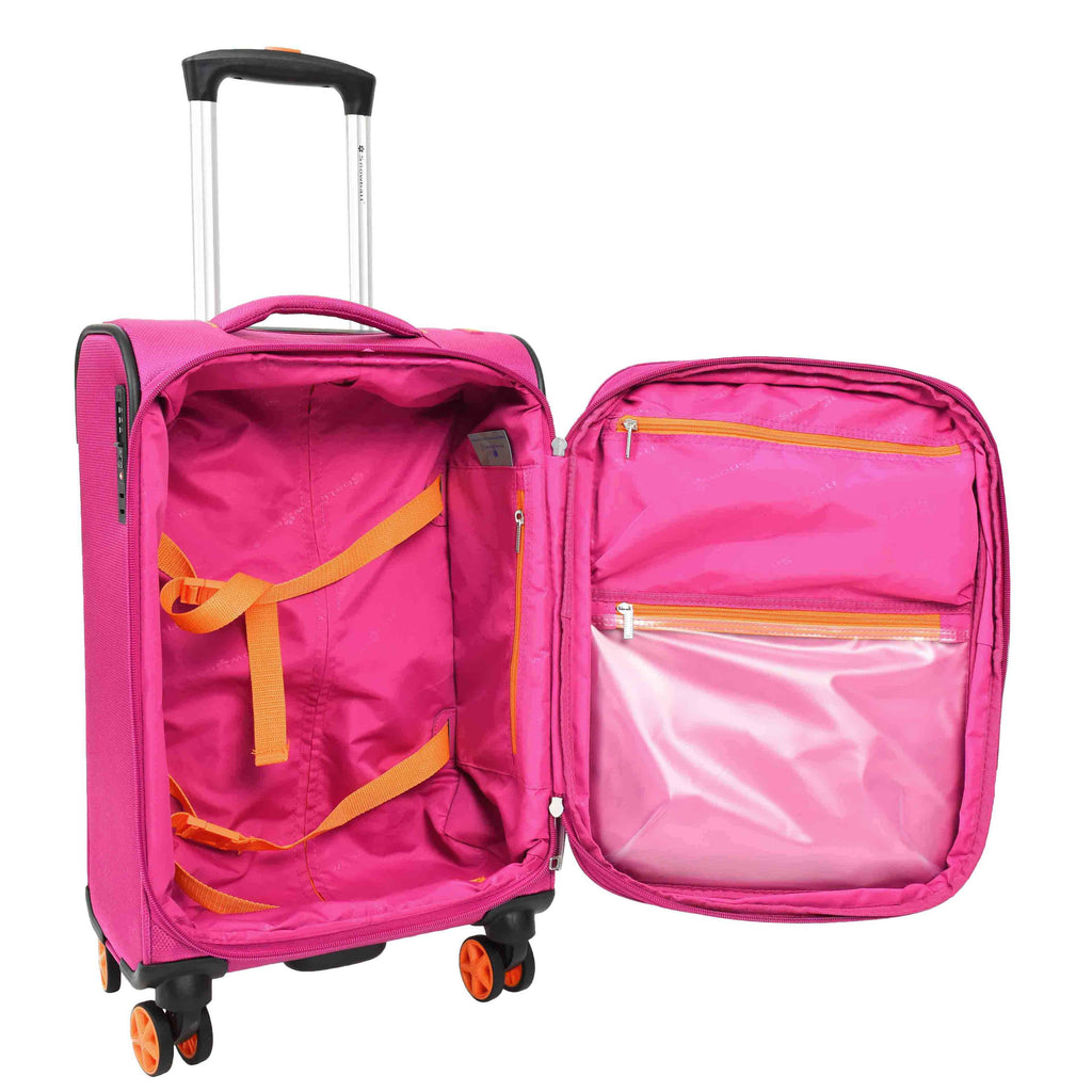 DR627 Eight Spinner Wheeled Soft Expandable Suitcase Pink 16 