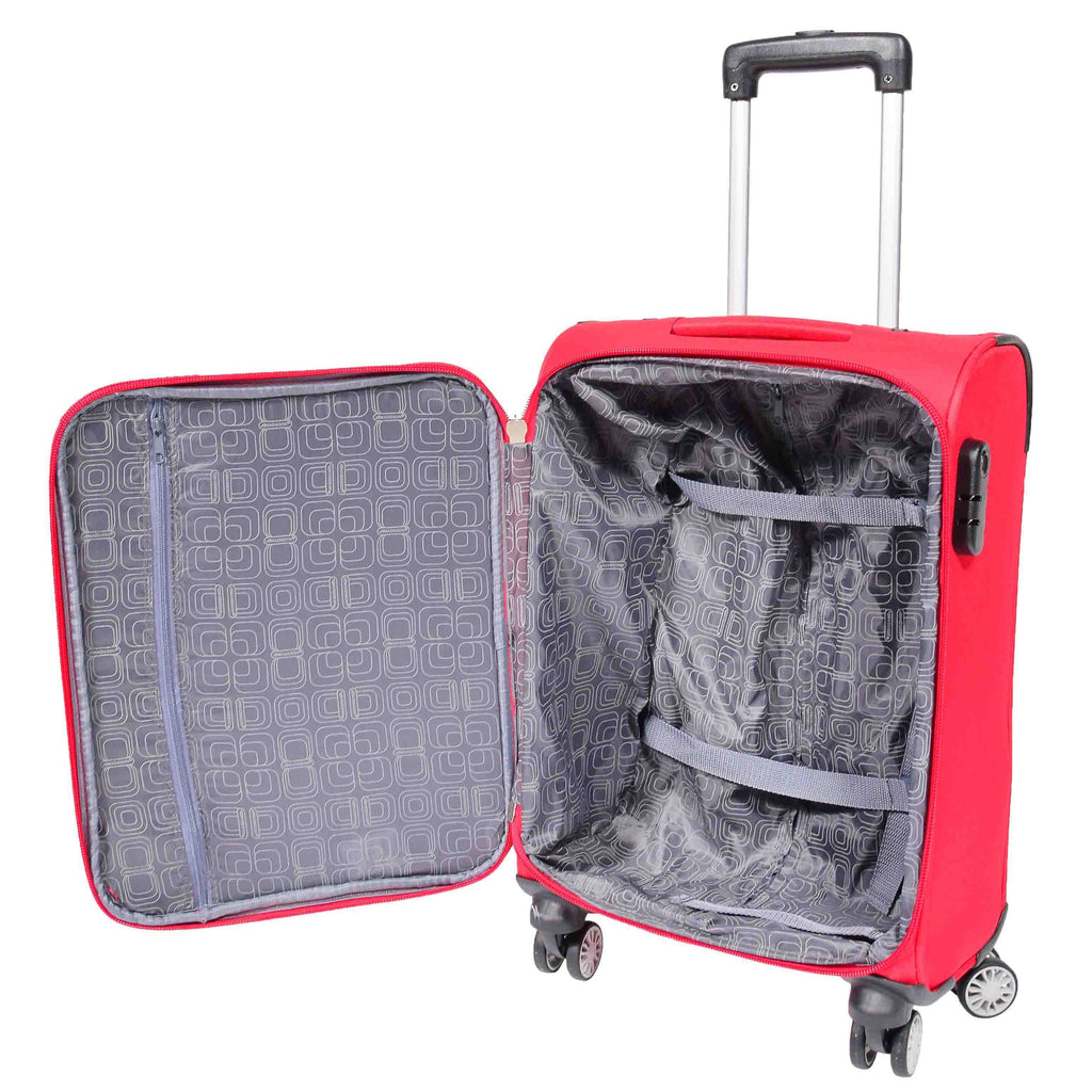 DR549 Expandable 8 Spinner Wheel Soft Luggage Red 15