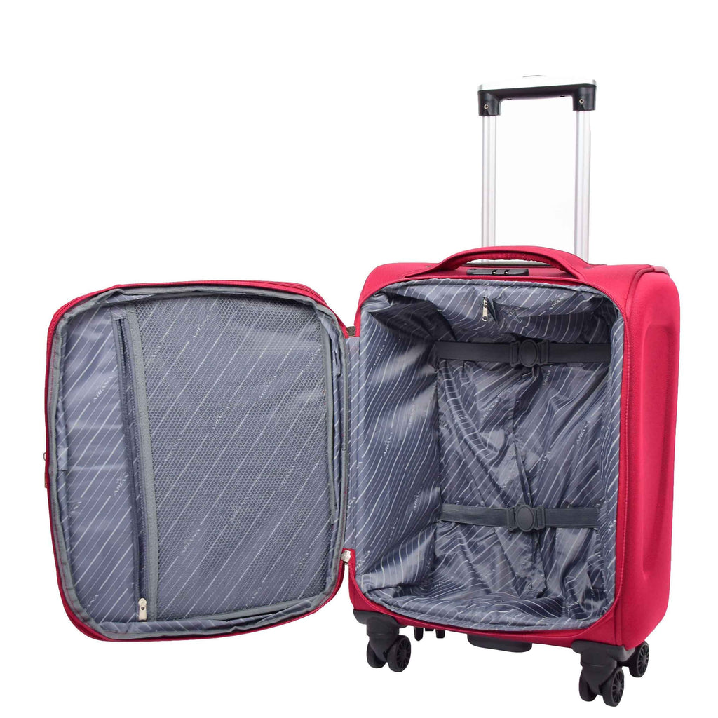 DR568 Soft Case Four Wheel Travel Luggage Suitcase Burgundy 5