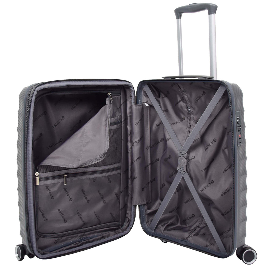 DR541 Expandable ABS Luggage With 8 Wheels Grey 16