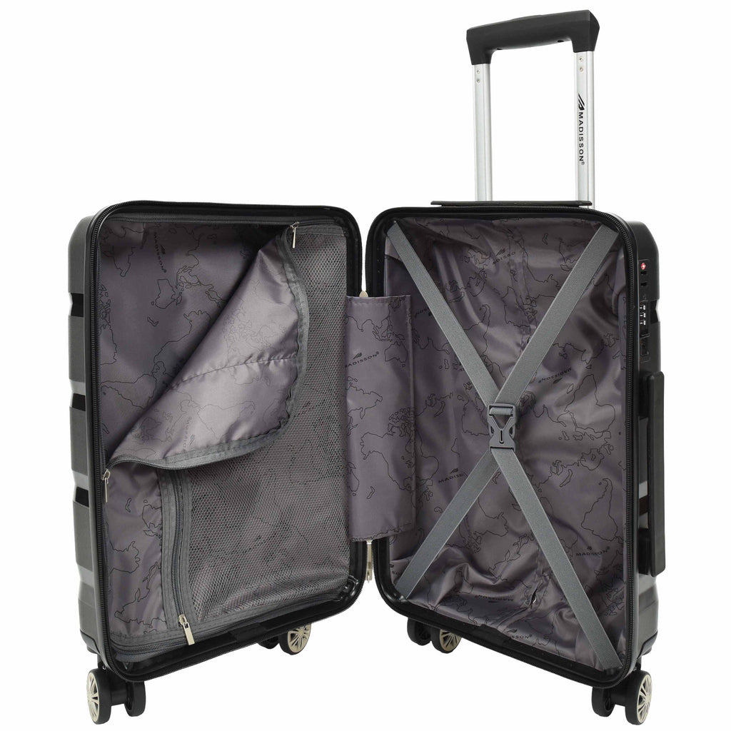 DR646 Expandable Travel Suitcases Hard Shell Four Wheel PP Luggage Black 16