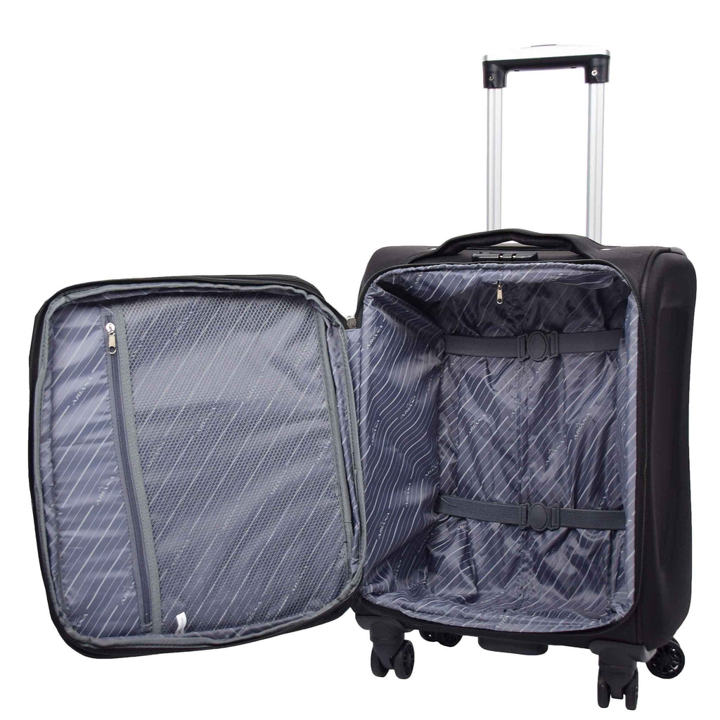 DR568 Soft Case Four Wheel Travel Luggage Suitcase Black 5