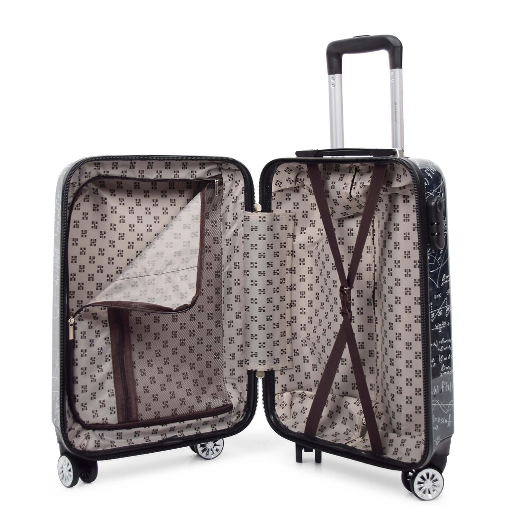 DR569 Expandable Hard Shell Suitcase Four Wheel Luggage Maths Print 6