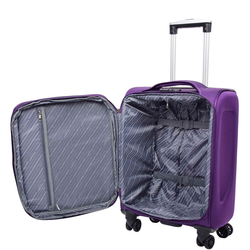 DR568 Soft Case Four Wheel Travel Luggage Suitcase Purple 5