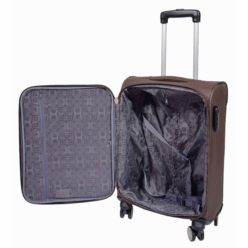 DR549 Expandable 8 Spinner Wheel Soft Luggage Brown 16