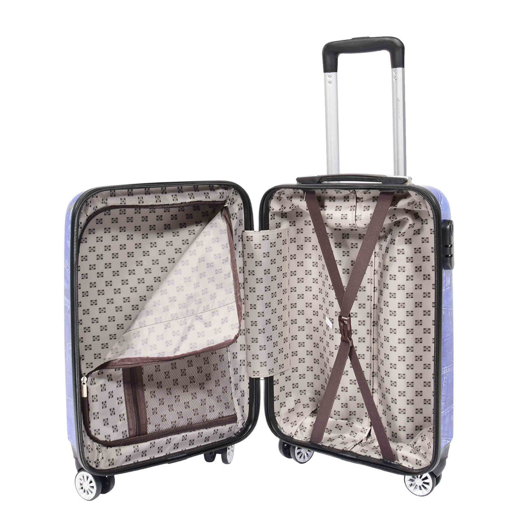 DR634 Jeans Print ABS Hard Four Wheels Luggage Blue 16