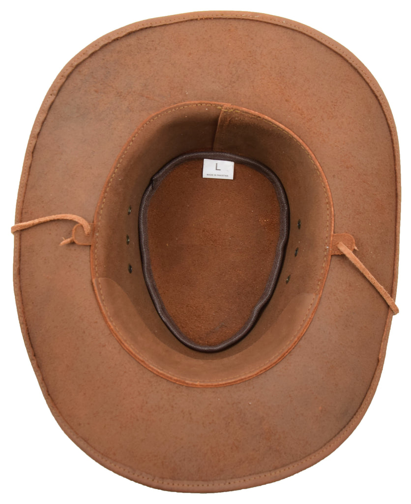 DR507 Real Leather Australian Cowboy Bush Hat Tan 5
