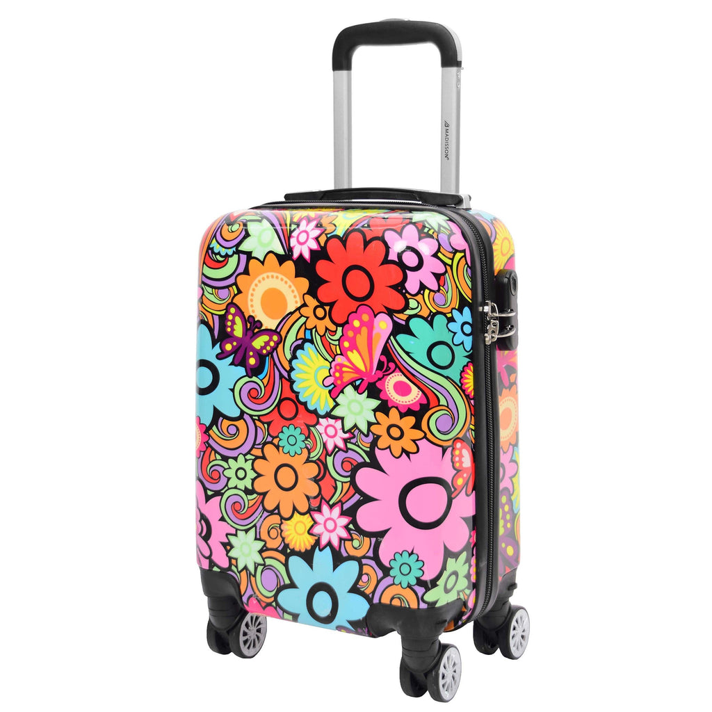 DR576 Expandable Hard Shell Suitcase Four Wheel Luggage Flower Print 27