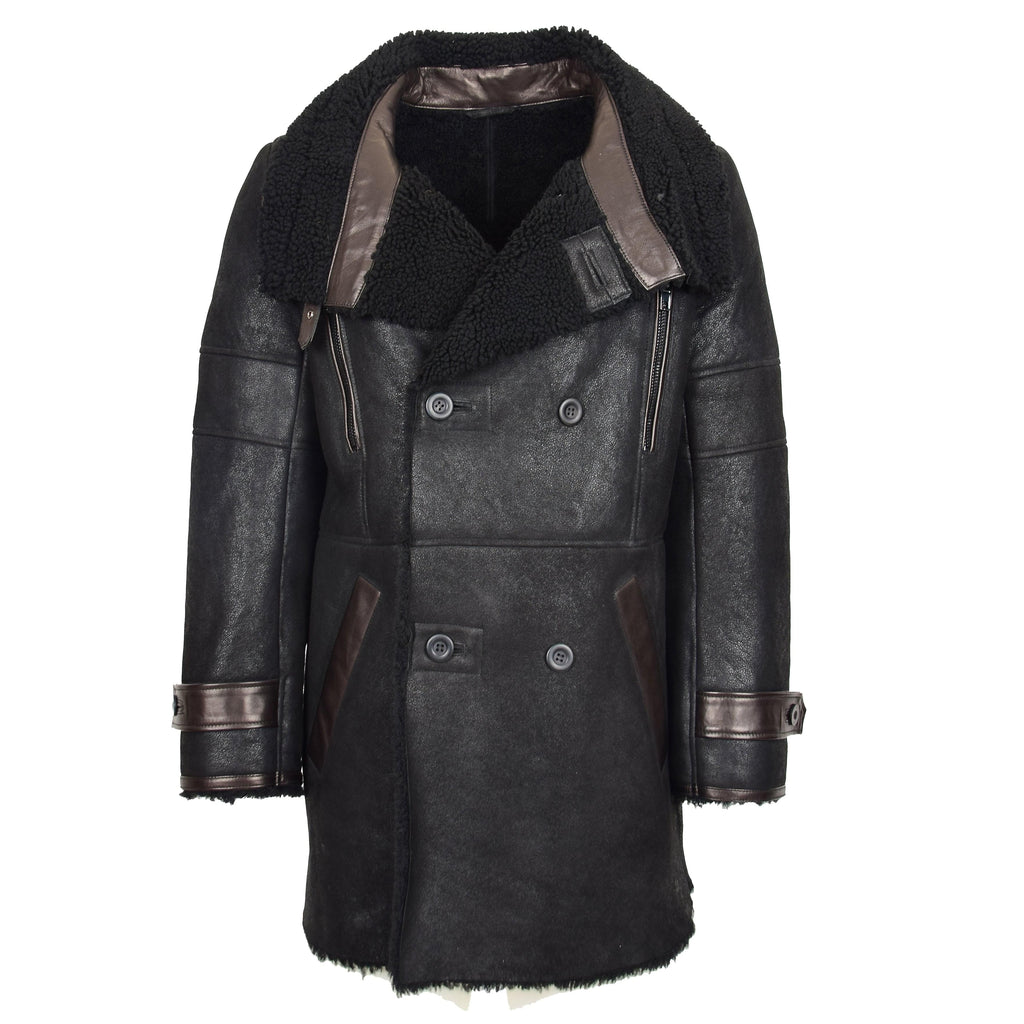 DR118 Men's Winter Sheepskin Coat Black 1