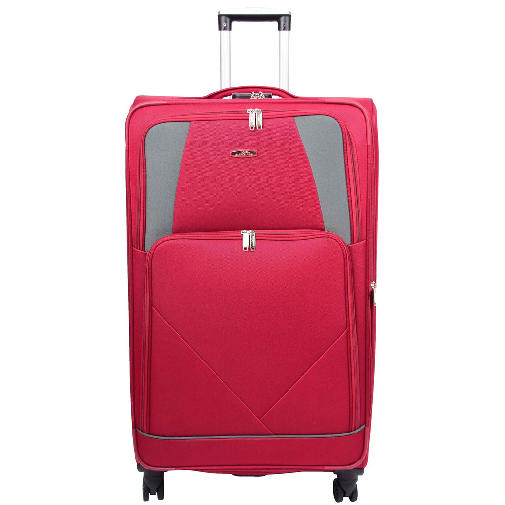 DR568 Soft Case Four Wheel Travel Luggage Suitcase Burgundy 17
