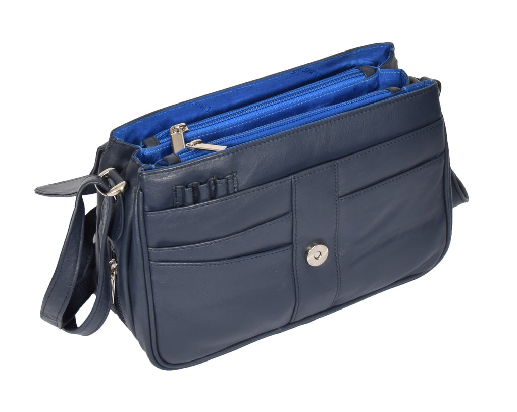 DR313 Women’s Leather Shoulder Messenger Handbag Navy 11