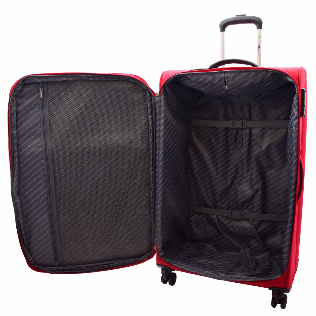 DR499 Lightweight Four Wheel Soft Luggage Suitcase TSA Lock Red 10
