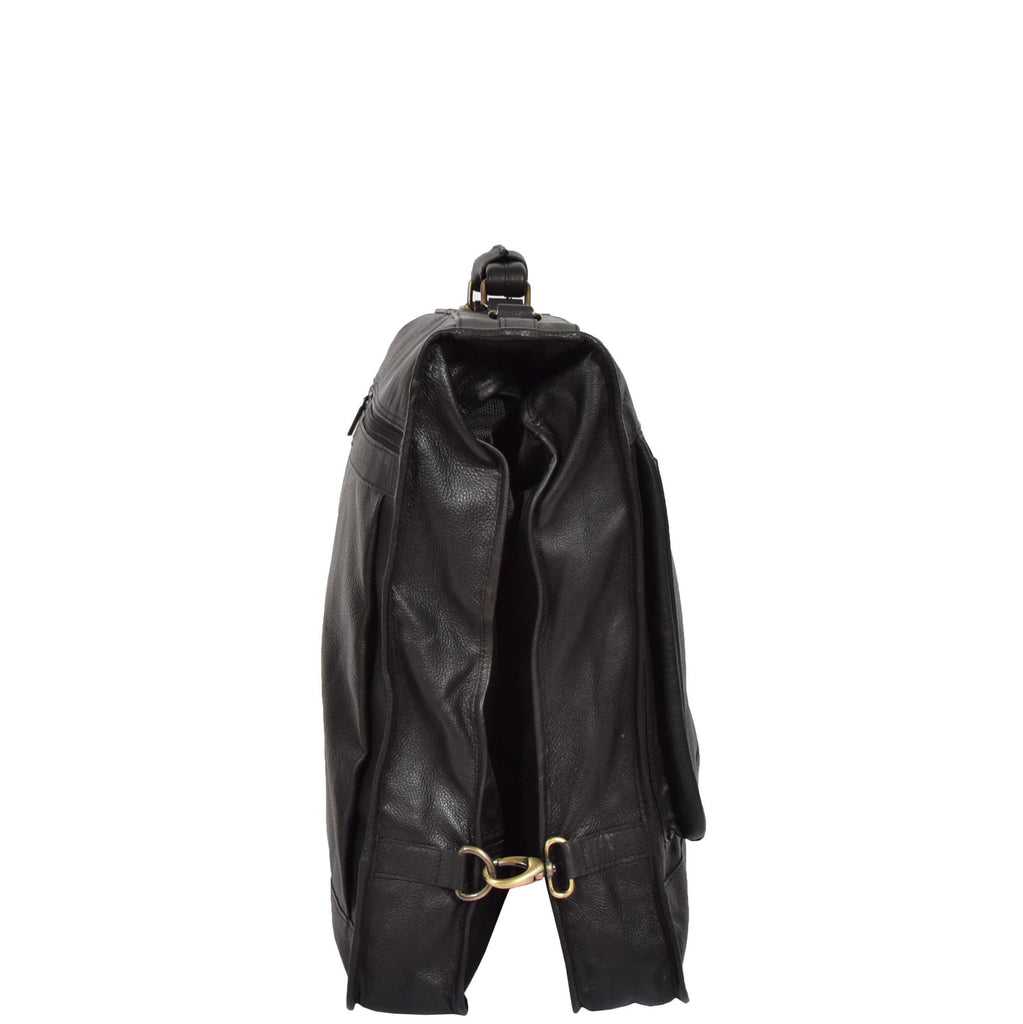 DR315 Genuine Luxury Leather Suit Garment Dress Carriers Black 3