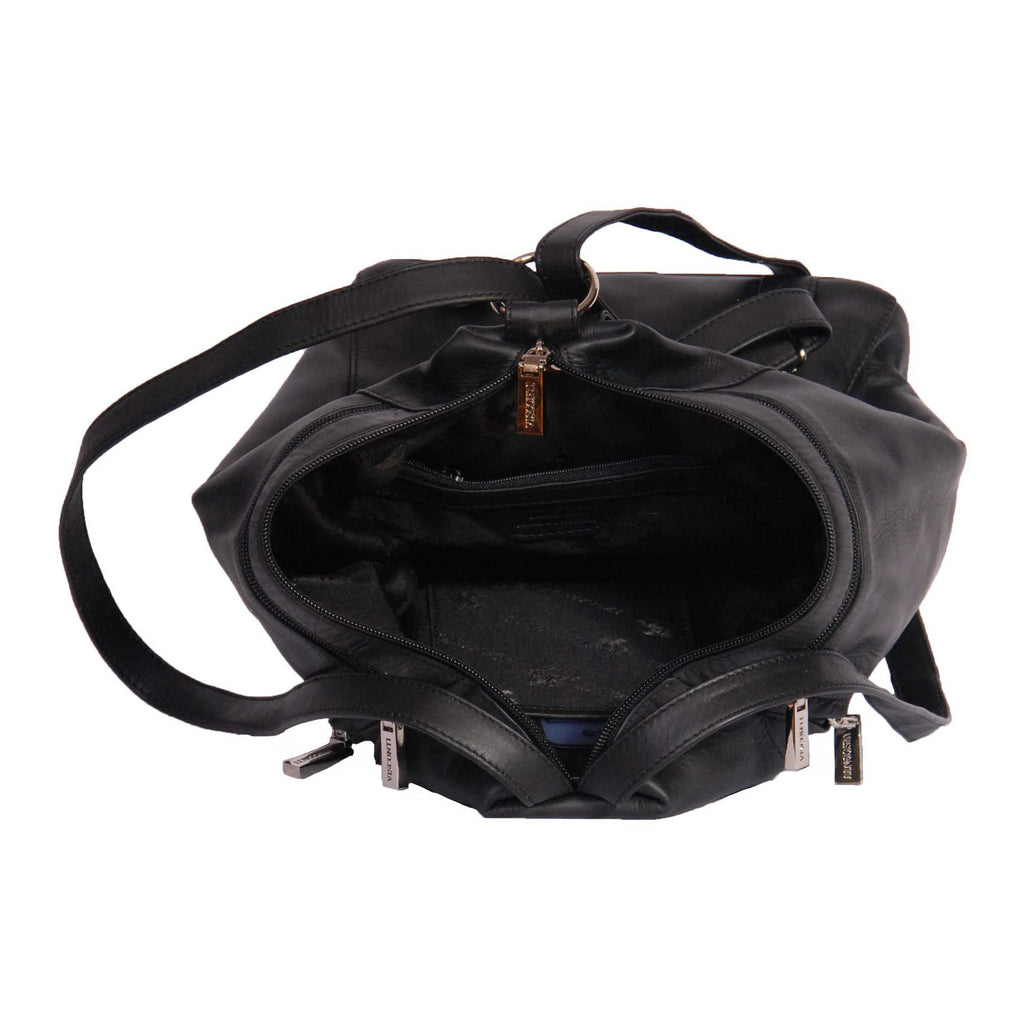DR367 Ladies Leather Backpack Walking Bag Black 6