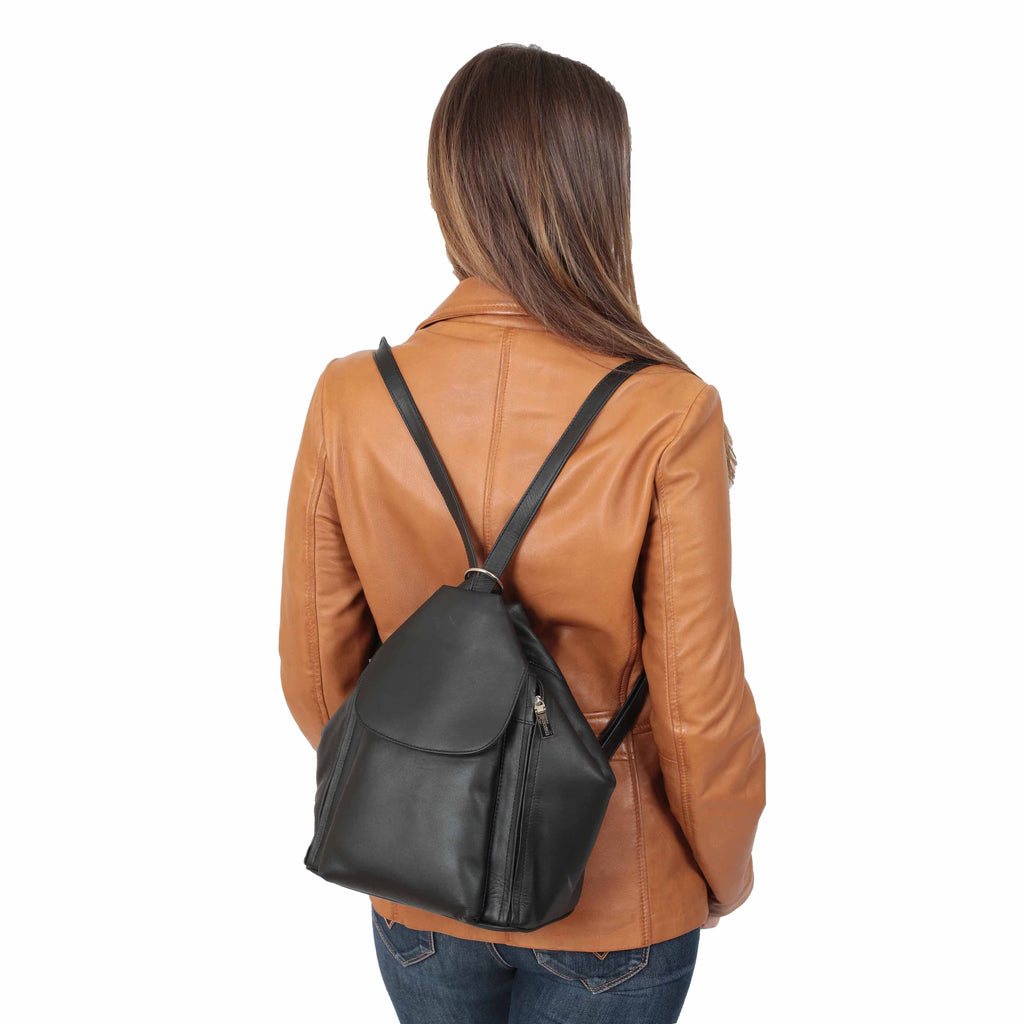 DR367 Ladies Leather Backpack Walking Bag Black 7