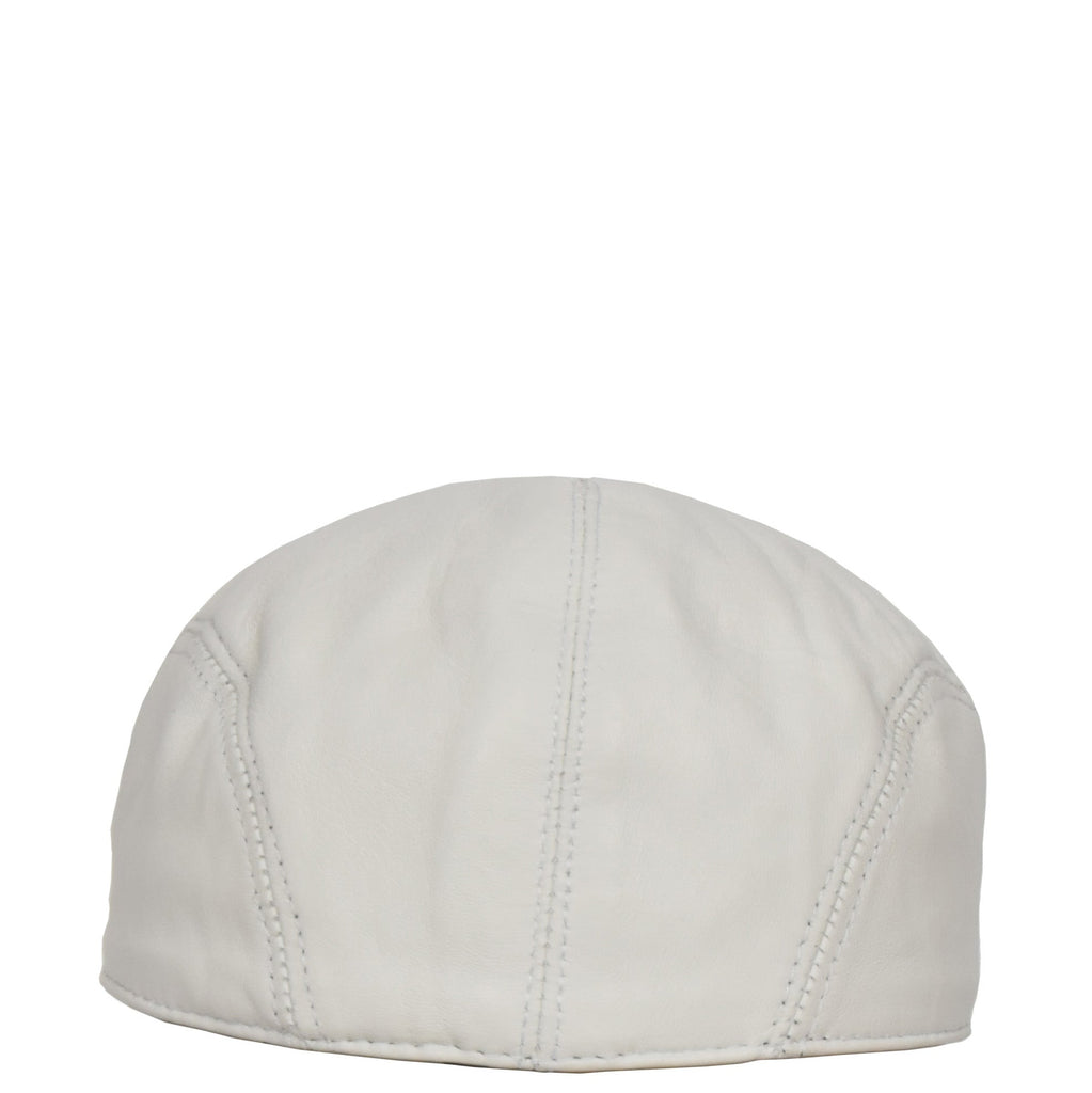 DR397 Soft Leather Classic Flat Cap White 5
