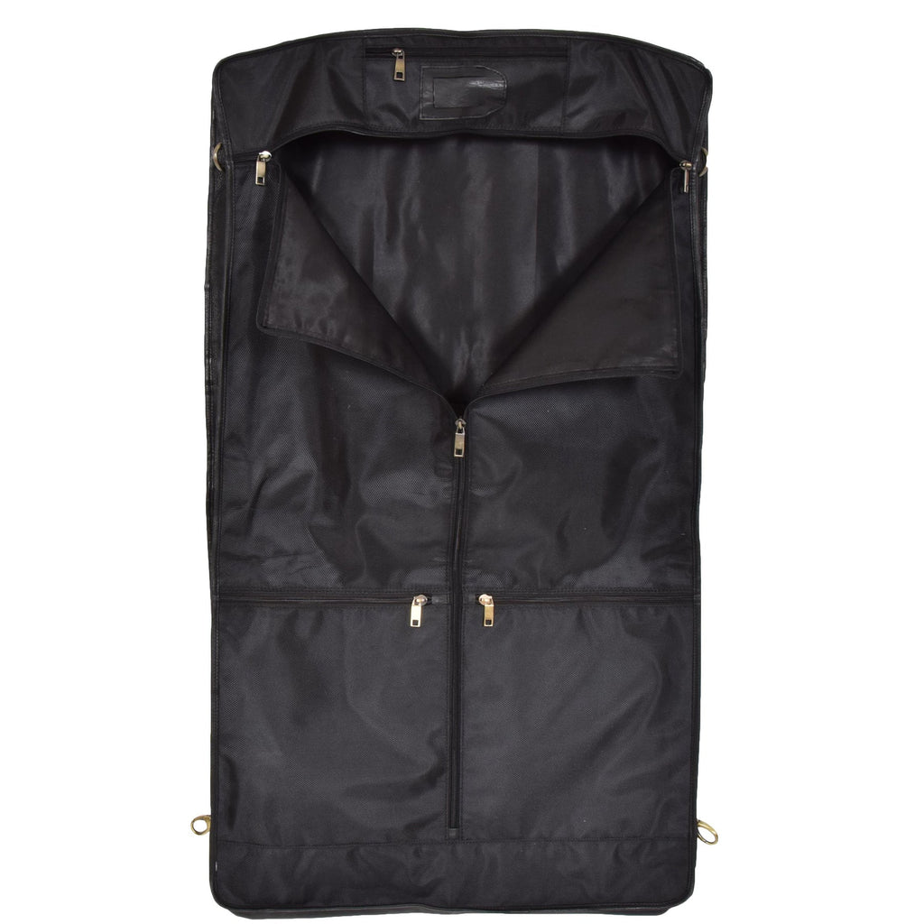 DR315 Genuine Luxury Leather Suit Garment Dress Carriers Black 6