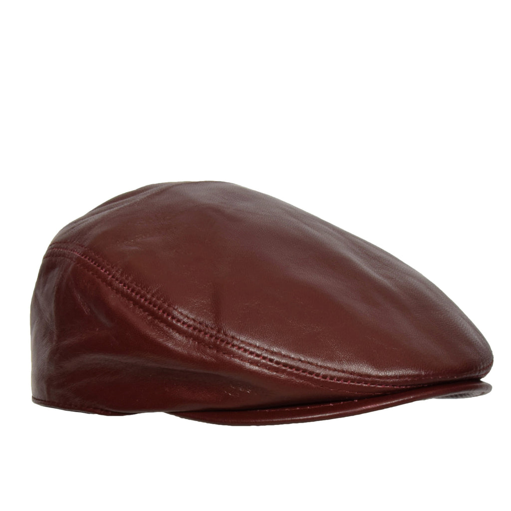 DR397 Soft Leather Classic Flat Cap Red 1