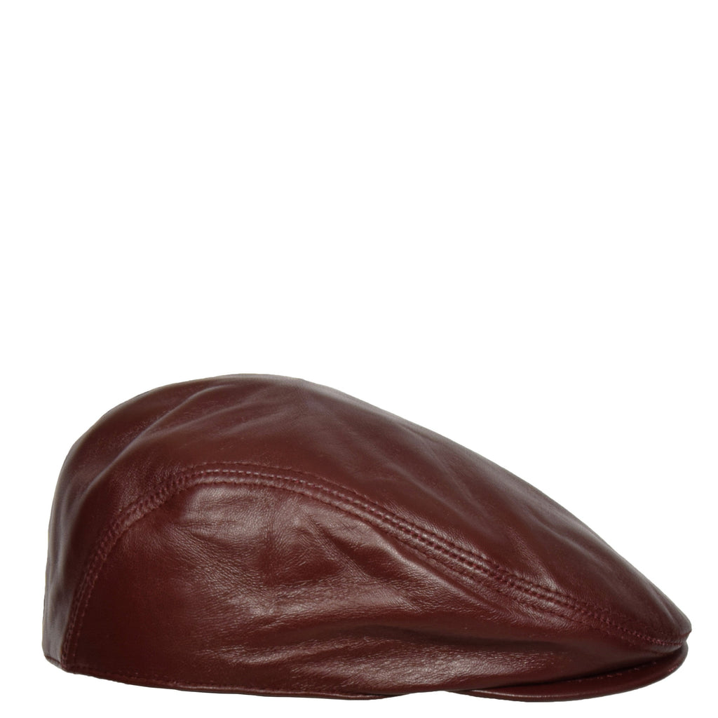 DR397 Soft Leather Classic Flat Cap Red 2