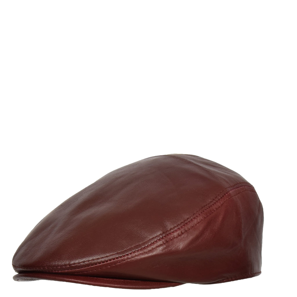 DR397 Soft Leather Classic Flat Cap Red 3